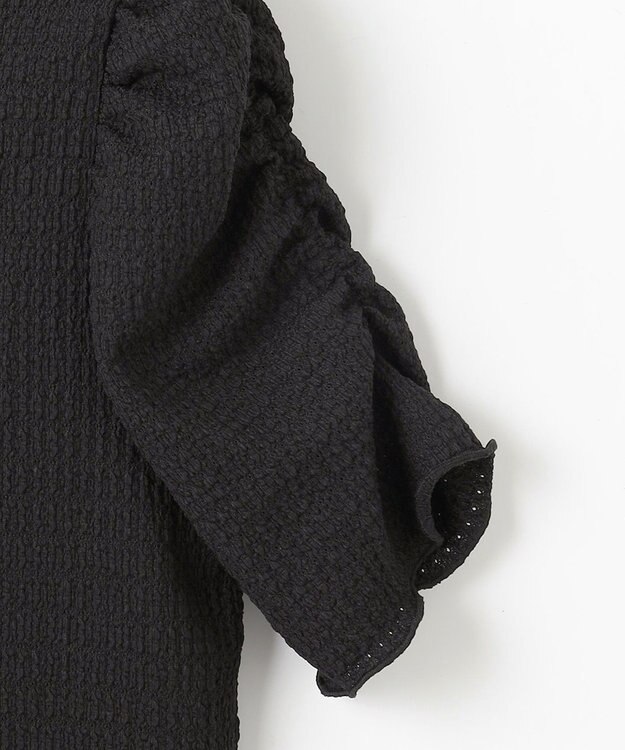 Feroux 【洗える】レーシージャガード カットソー ブラック系