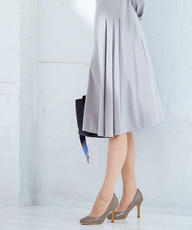 Tiaclasse 【GOLD LABEL・洗える】アシメプリーツポンチワンピース グレー