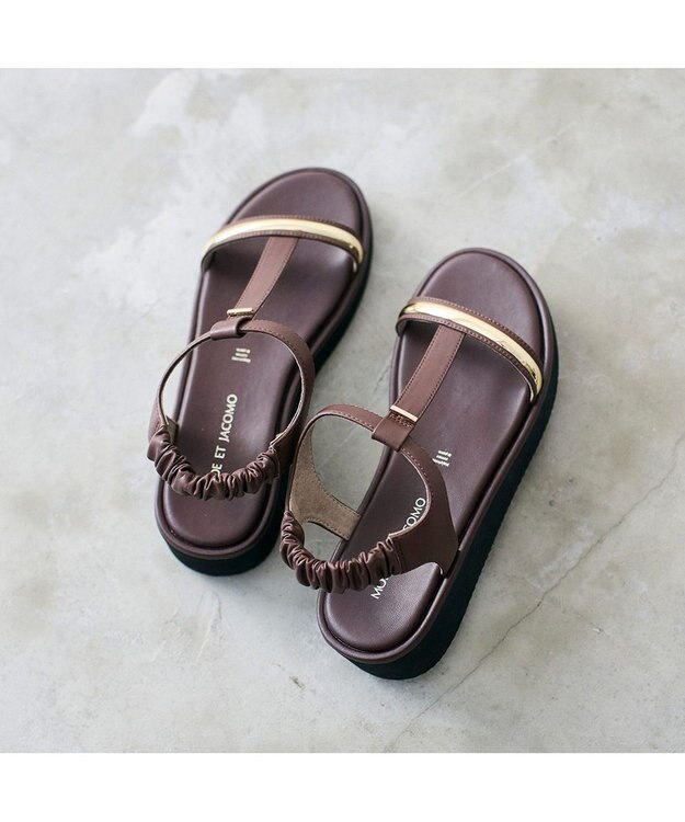 MODE ET JACOMO <MODE ET JACOMO>柔らか厚底ストラップサンダル ダークブラウン