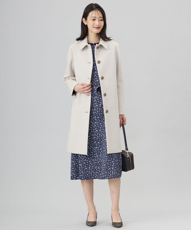 J.PRESS LADIES ショートビーバー ステンカラー コート ベージュ系