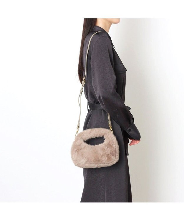 UNBILLION カシュカシュ cachecache / フェイクファー2wayハンドルミニバッグ ベージュ