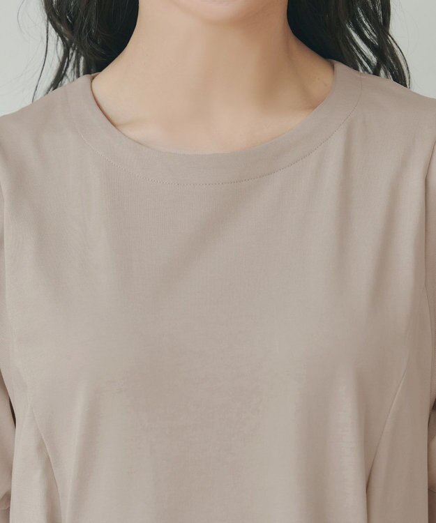 Tiaclasse 【おのののかさん着用】「サマケア」パフスリーブAラインワンピース グレージュ