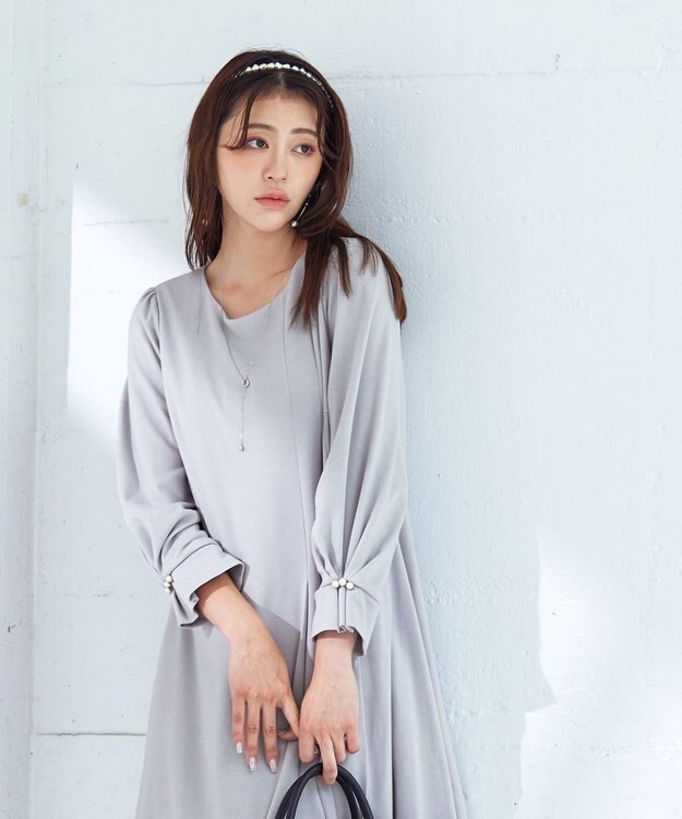 Tiaclasse 【GOLD LABEL・洗える】アシメプリーツポンチワンピース グレー