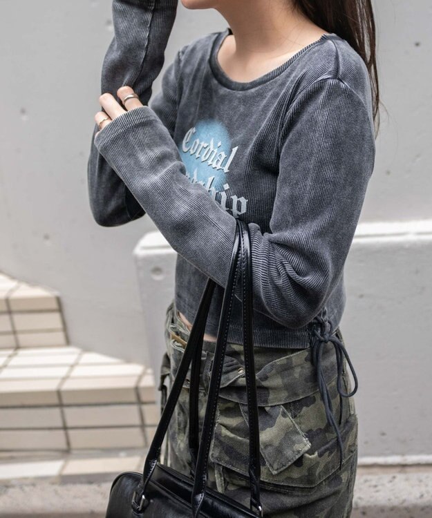 WEGO ヴィンテージウォッシュレースアップロンT スミクロ