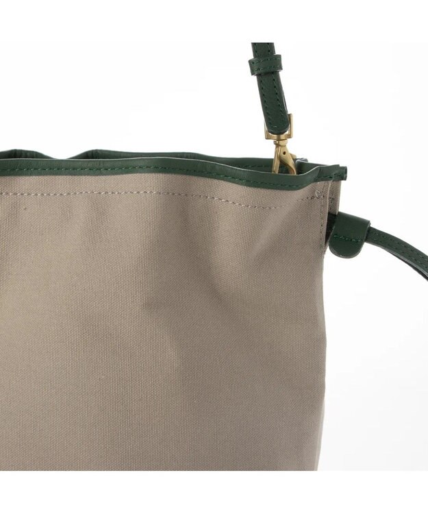 UNBILLION perche パラフィン防水キャンバスドロストショルダーバッグ グレーグリーン