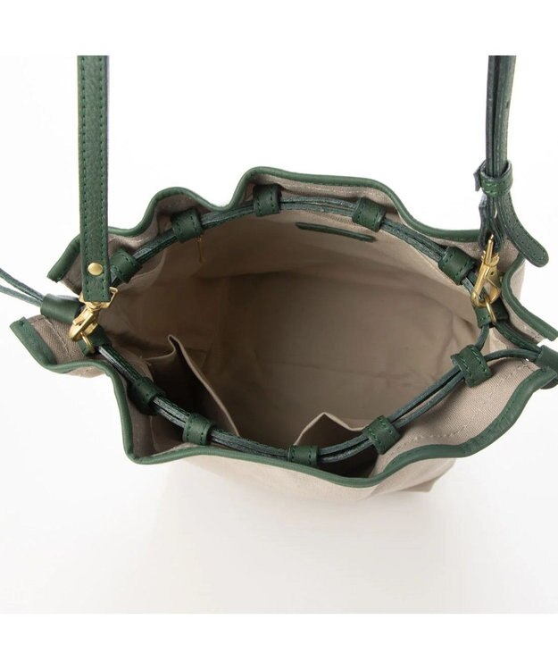 UNBILLION perche パラフィン防水キャンバスドロストショルダーバッグ グレーグリーン