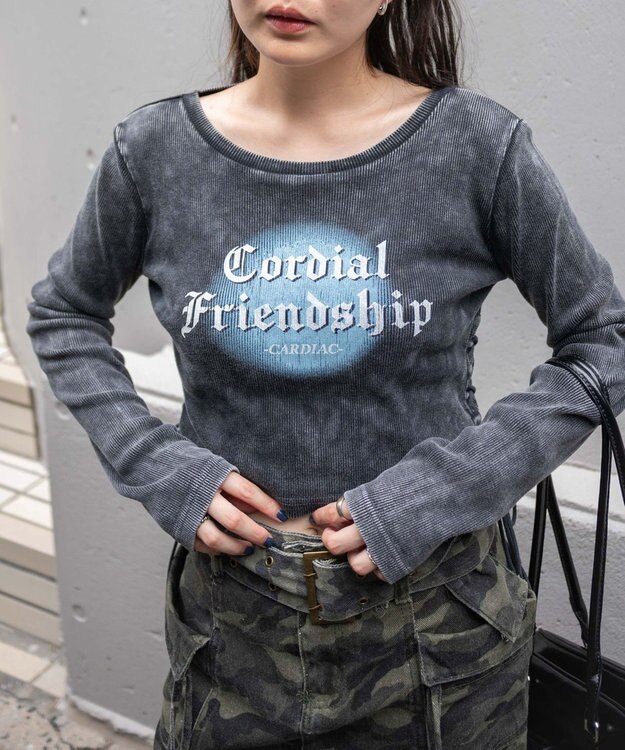 WEGO ヴィンテージウォッシュレースアップロンT スミクロ