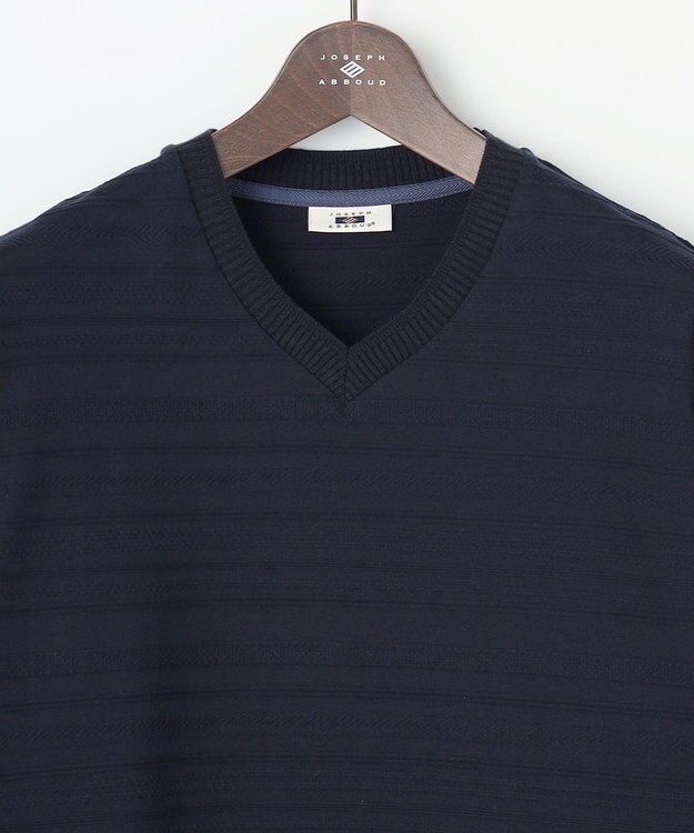 JOSEPH ABBOUD 【キングサイズ・オーガニックコットン使用】リンクスボーダー Tシャツ ネイビー系