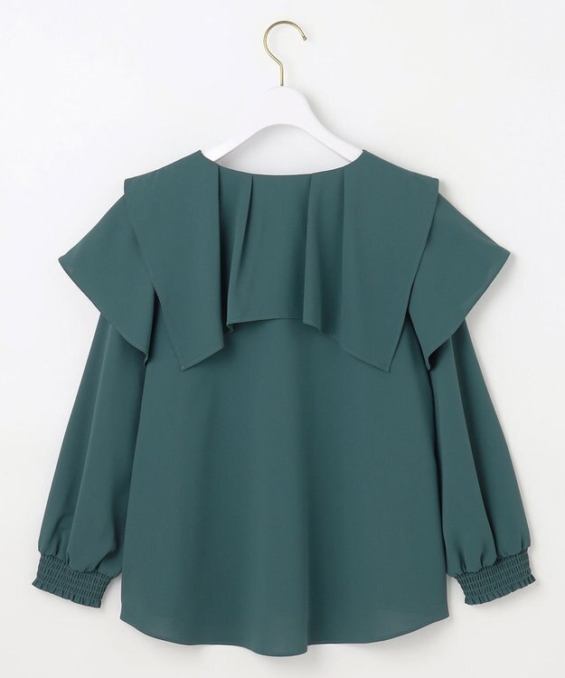 ANY SIS L 【洗える】スクエアラッフルカラー ブラウス ディープグリーン