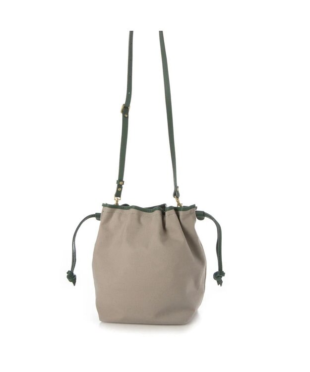 UNBILLION perche パラフィン防水キャンバスドロストショルダーバッグ グレーグリーン