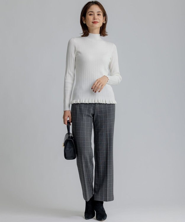 組曲 S 2WAYウォームストレッチ ストレートチェックパンツ グレー系3