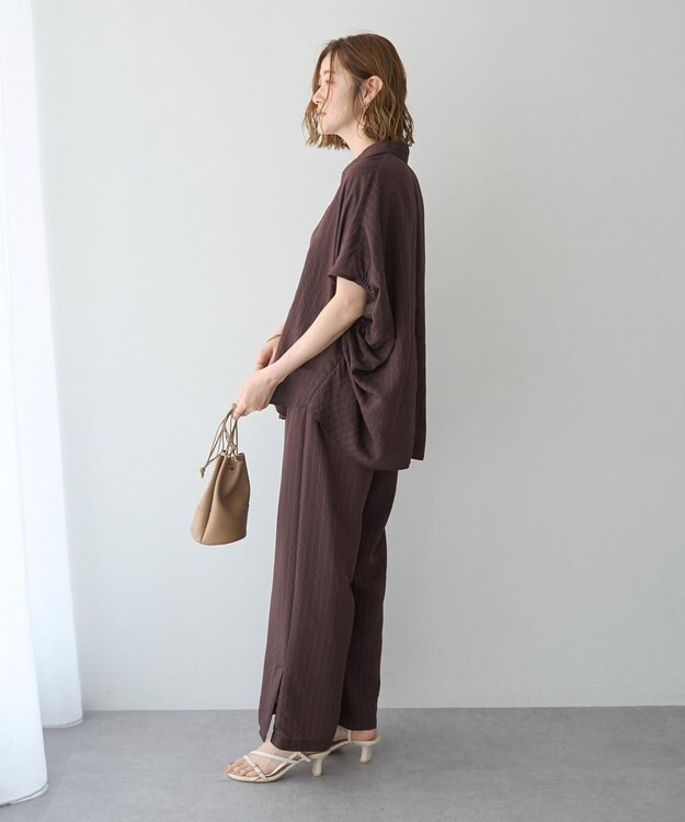YECCA VECCA ストライプ柄シャツ Brown
