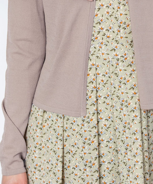 Tiaclasse L 【洗える】長袖サマーニットカーディガン ピンクモカ