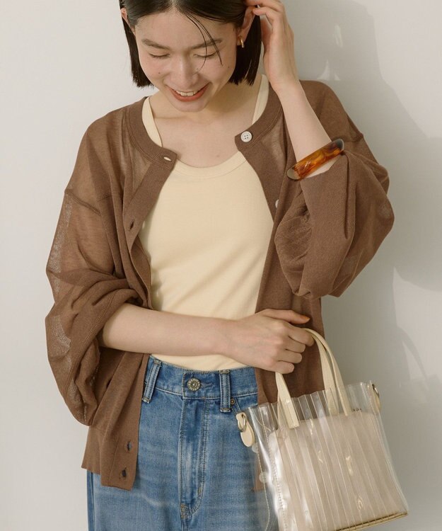 AMERICAN HOLIC 【WEB限定】【接触冷感】2WAYシアーニットカーディガン Brown