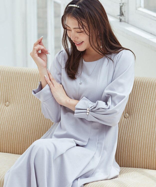 Tiaclasse 【GOLD LABEL・洗える】アシメプリーツポンチワンピース グレー