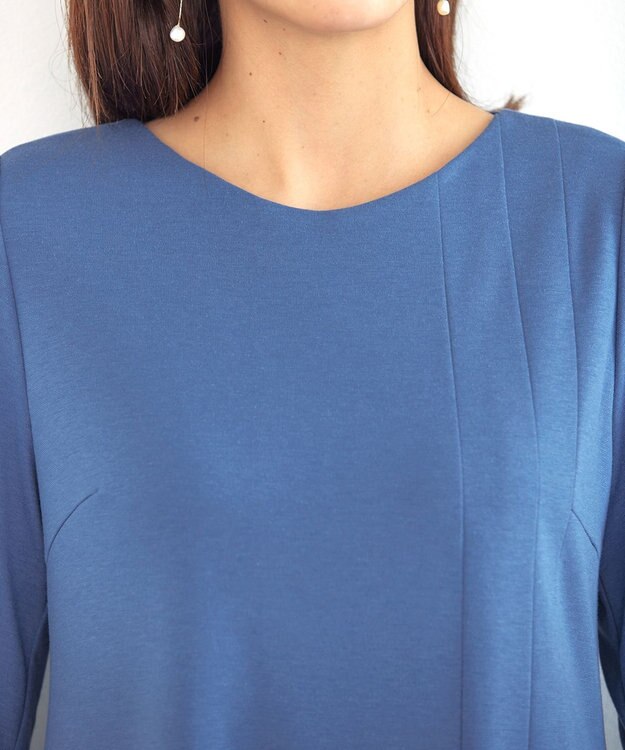 Tiaclasse 【GOLD LABEL・洗える】アシメプリーツポンチワンピース ブルー