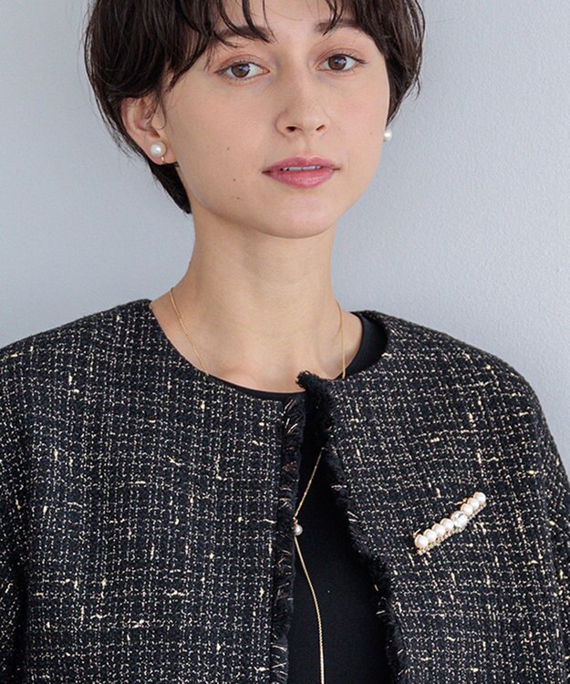 23区 パール ライン ブローチ アイボリー系