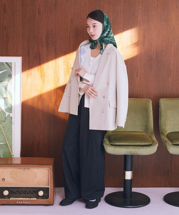 earth music&ecology ボタニカル柄スカーフ（70 ×70） Green