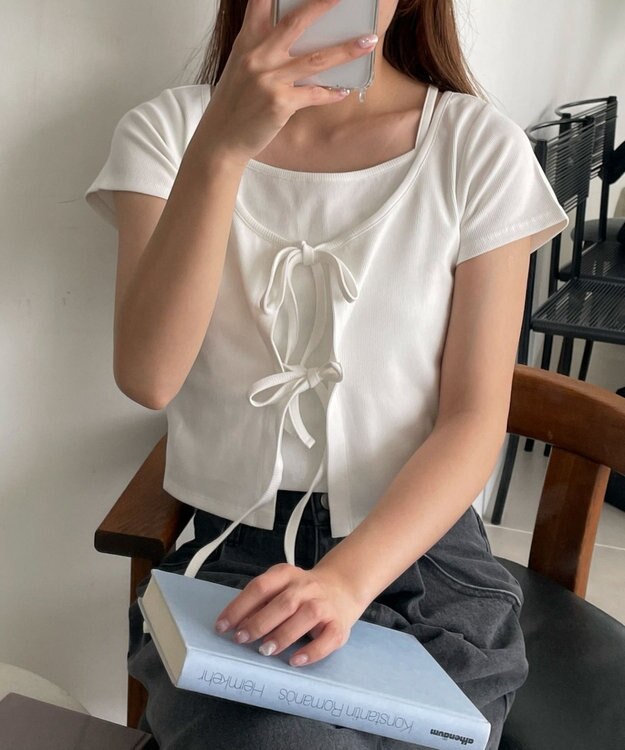 WEGO キャミドッキングカーデトップス ホワイト