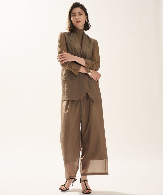 uncrave シアーオーガンジー ワイドパンツ カーキベージュ