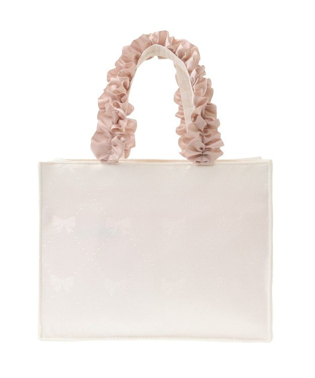 Maison de FLEUR リボン柄ジャカードスクエアトートSバッグ Ivory
