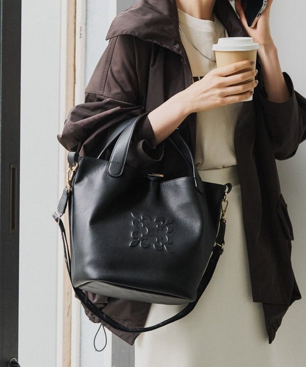 russet 《WEB限定》ソフトレザー2WAYミニトートバッグ(CE-1672-WEB) Black