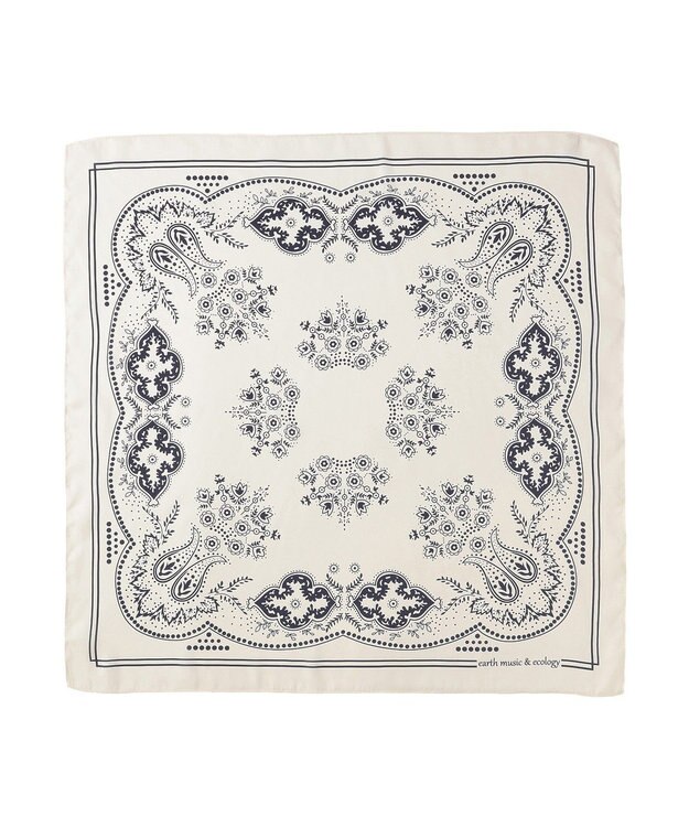 earth music&ecology ボタニカル柄スカーフ（70 ×70） Ivory