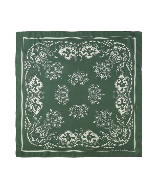earth music&ecology ボタニカル柄スカーフ（70 ×70） Green