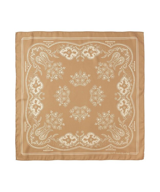 earth music&ecology ボタニカル柄スカーフ（70 ×70） Beige