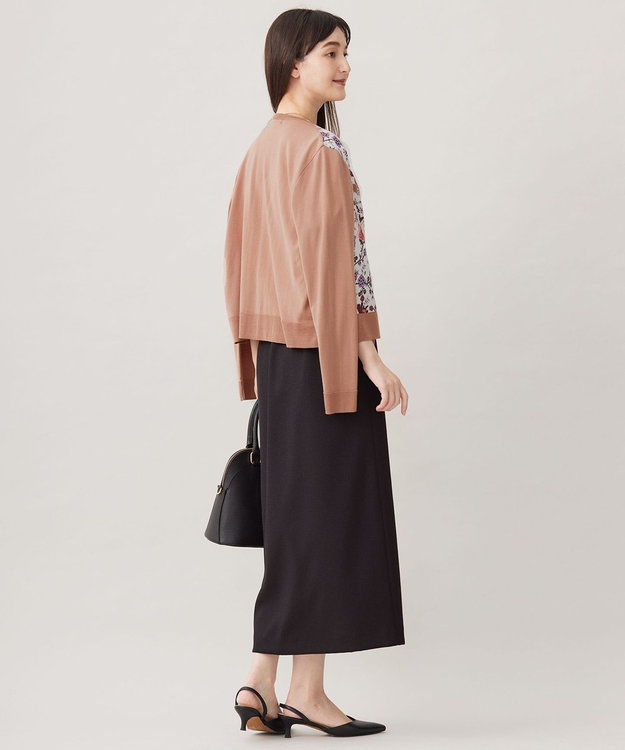 自由区 L 【アンサンブル対応・洗える】マラケシュフラワープリント長袖 カーディガン マルチ