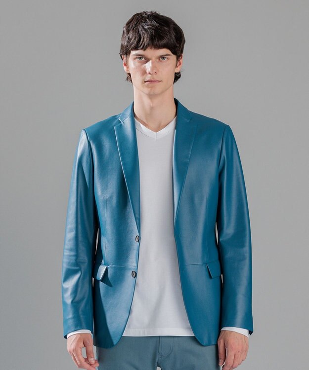 JOSEPH HOMME ライトラムナッパレザー　ジャケット ダルブルー系