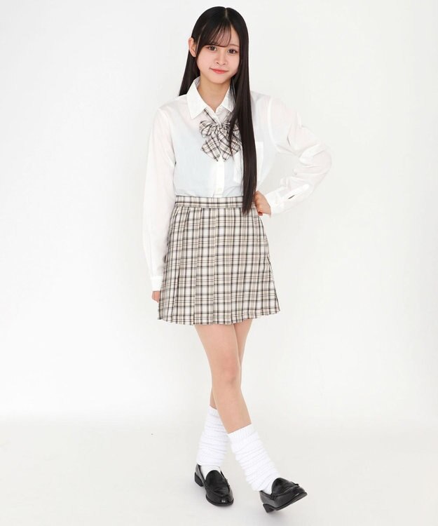 WEGO 【SCHOOLITEM】スクールプリーツスカート ベージュチェック1