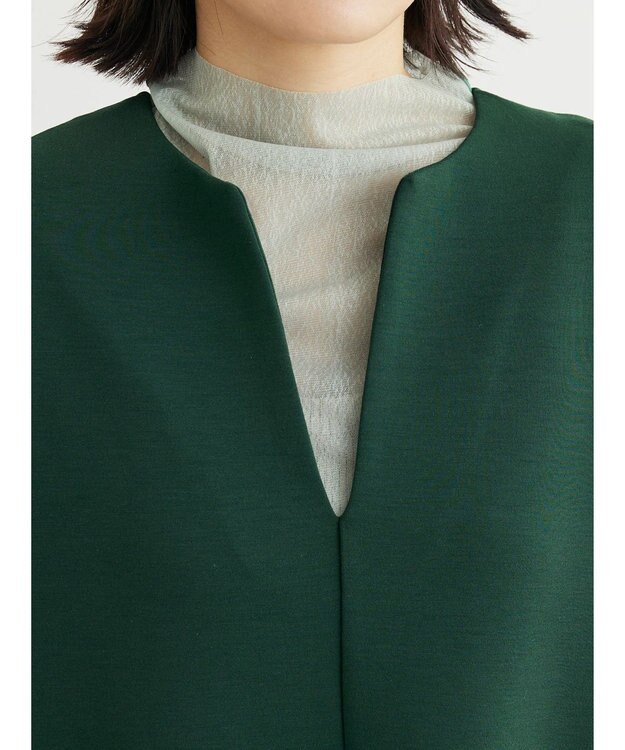 Green Parks キーネックダンボールジャンスカ Dark Green