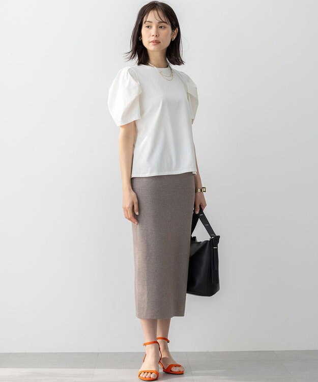 組曲 GIZAコットンタックスリーブ Tシャツ アイボリー系