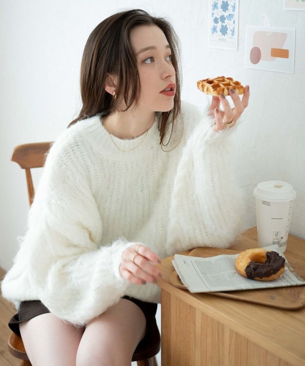 WEGO ブラッシュニットBIGプルオーバー ホワイト