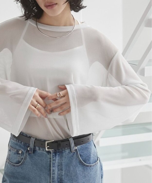 WEGO 【ANGIE VINTAGE】ワイドスリーブラメシアートップス ホワイト