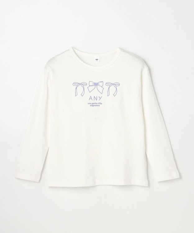 ANY KIDS 【Good Price】 ANY刺繍 長袖Tシャツ オフホワイト