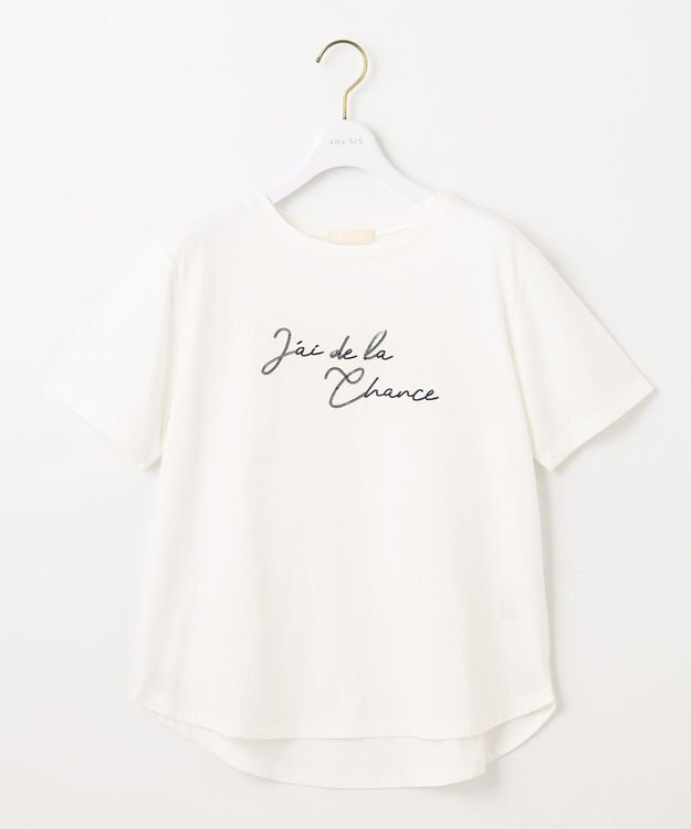 ANY SIS S ロゴ刺繍 Tシャツ オフ