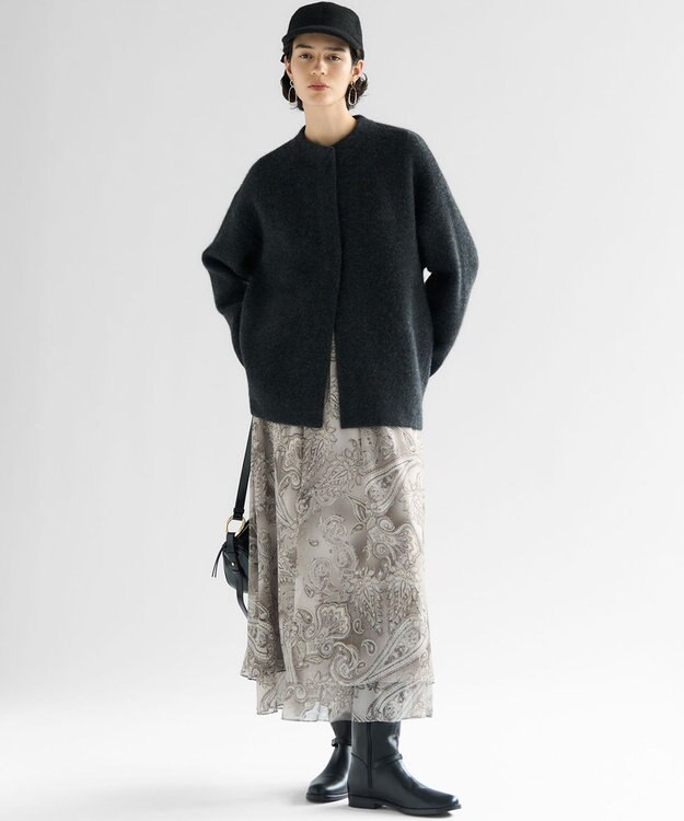 23区 S 【洗える】Erica クレープペイズリープリント スカート ライトグレー系