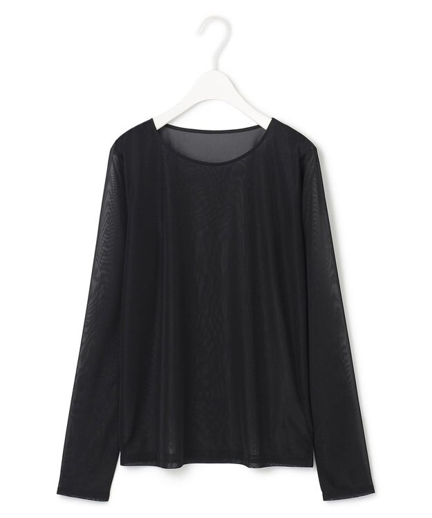 ICB L 【洗える】 マットトリコットチュール シアーカットソー ブラック系