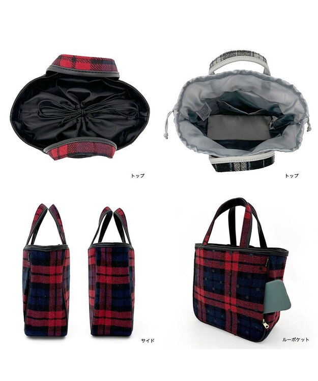 ROOTOTE 1344【フェルト生地】LT.スクエア.ドットチェック-A 02：レッド