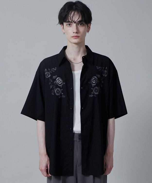 WEGO TRフラワーモチーフシャツ（S） 柄2