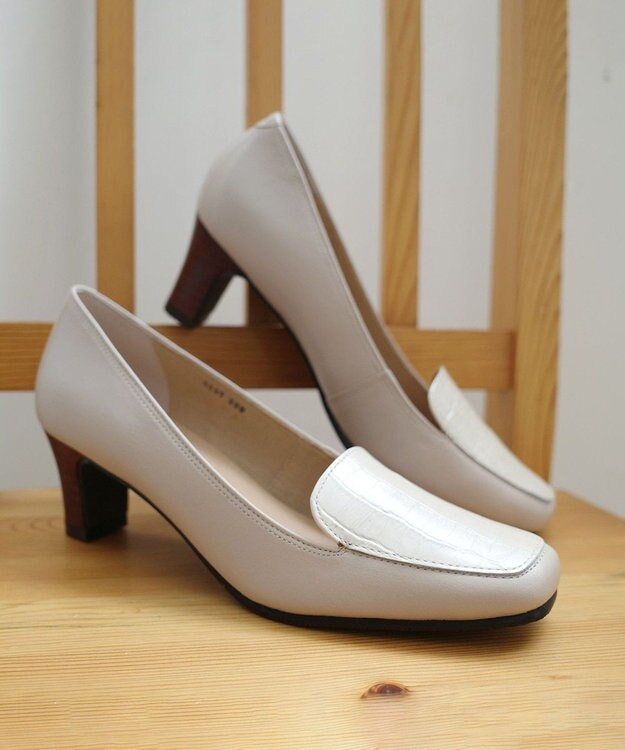 Pointer 日本製 クロコ型押しパンプス トープ(コンビ)