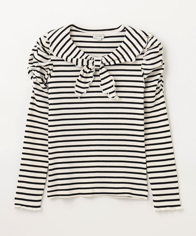 ANY KIDS リボン テレコボーダー Ｔシャツ ホワイト×ブラック