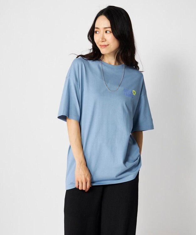 OP／FILA 【Ocean Pacific】フラワーバックプリントTシャツ ブルー