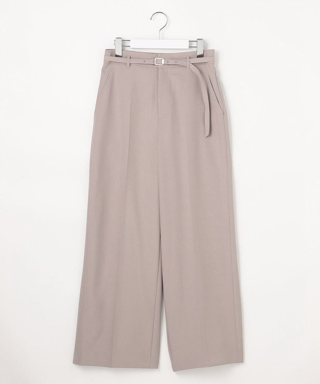 ANY SIS L スマートビューティストレッチベルト ワイドパンツ グレージュ