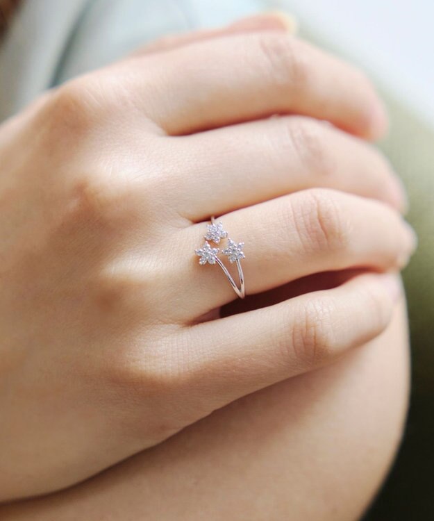 Tiaclasse ボタニカルモチーフストーンリング シルバーB