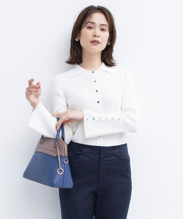 組曲 L 【WEB限定】ミニブークレー襟付きニットポロ アイボリー系