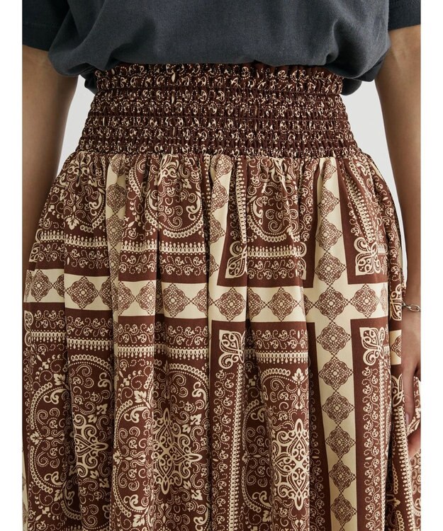 Green Parks ■ＥＳＣＡＲ　スカーフパネルｐｔギャザースカート Brown