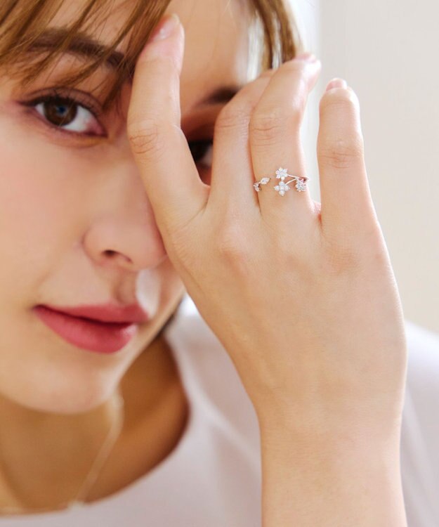 Tiaclasse ボタニカルモチーフストーンリング シルバーA